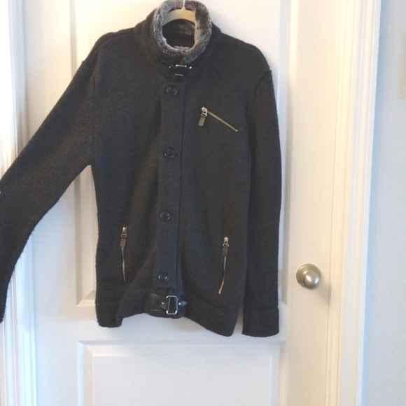 Leif Nelson Men’s Knitted Cardigan Slim Fit Hoodie.  Size L - Picture 5 of 16